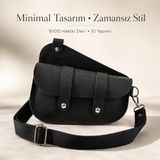 Oh Deer Leather Hakiki Deri Saddle Bag Çapraz Çanta – Premium Tasarım Günlük Omuz Çantası - Siyah