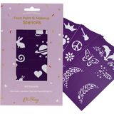 Oh Flossy Yapışkanlı ve Tekrar Kullanılabilen Yüz Boyama ve Makyaj Kalıbı/ Purple - Mor