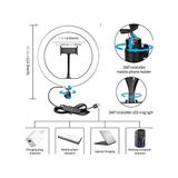 Ohbe Express 10 Inch Youtuber LED Işıklı Halka Telefon Tutuculu 10 Inch 26 cm Selfie/yayıncı/makyaj Işığı 210 cm F08 - -