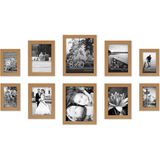 Ohbe Express 10'lu Kırılmaz Camlı Fotoğraf Çerçevesi Seti, Iki 20,32X25,4 Cm, Dört 12,7X17,8 cm ve Dört 10,16X15,24 cm Çerçeve ile Galeri Duvar Çerçevesi Seti Imza Koleksiyonu Koyu Meşe - -- - Option-1