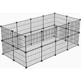Ohbe Express 24 Panel Küçük Hayvan Kedi Köpek Kuş Evi Kafesi Oyun Parkı Portatif Modüler Taşınabilir Metal Tel - Option-1 - 001-Renkli