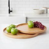 Ohbe Express 2'li Bambu Tepsi Seti, Ince Tasarım Özel Üretim Yuvarlak 2'li Bambu Tepsi Seti (33 * 22 * 1cm-40 * 28 * 1cm) - Kestane Akaju - Option-1