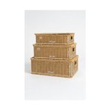 Ohbe Express 3'lü Kapaklı Hasır Organizer Sepet - BB6065 - Kestane Akaju - Option-1