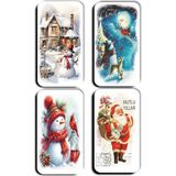 Ohbe Express 4 Lü Simli Magnet Yılbaşı Yeniyıl Bbaba Kardan Adam Çam Ağacı Manzara Hediye Magnetler (5,5 x 11 Cm) - 1 TB - 1 GB