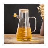 Ohbe Express 401275 Alisa Bambu Kapaklı Borosilikat Ölçekli Cam Yağlık Silikon Tabanlı Dereceli Yağdanlık 800 ml - Option-1