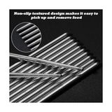 Ohbe Express 5 Çift Paslanmaz Çelik Chopsticks – Metal Çin Yeme Çubuğu Seti, Kaymaz Sushi ve Noodle Çubuğu, Yeniden Kullanılabilir Makarna ve Yemek Çubuğu Takımı - 0,5 L