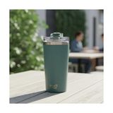 Ohbe Express 530 ml Pipetli ve Ağızlıklı Çelik Termos Kupa - Çift Fonksiyonlu Kapak - /soğuk Tutan Seyahat Bardağı (Travel Mug) - 4 Farklı Renk Seçeneği (Yeşil) - Bitki Çayı
