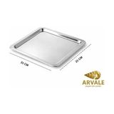 Ohbe Express 6 Adet Lüx Kare Paslanmaz Çelik Sunum Tepsini 21X21CM Kahve Servis Sunum Tepsisi & Tabağı (Gümüş) - Kestane Akaju - Option-1