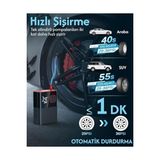 Ohbe Express 6000MAH LED Işıklı Çantalı Powerbank Özellikli Şarjlı ve Kablolu DC12V Araç Motor Bisiklet Top Lastik Şişirme Hava Kompresörü 130W