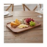 Ohbe Express Akasya Ahşap Servis Tepsisi ve Sunumluk (33X24 Cm) | Doğal Akasya Ağacı Kahvaltı, Peynir, Şarküteri ve Ikram Tabağı | Kenarlı Ahşap Tepsi - Kestane Akaju - Option-1