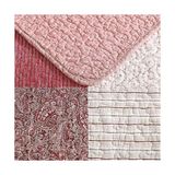 Ohbe Express Ashley - Kraliçe Yorgan Seti, Ters Çevrilebilir Pamuklu Yatak Örtüleri, Kırk Yama Işi Esinlenen Ev Dekoru (Celina Patchwork Kırmızı, Kraliçe) - 001-Renkli - 100 x 100 cm