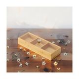 Ohbe Express Bambu 3 Bölmeli Kristal Kapaklı Sunumluk, Kuru Meyve, Kuru Yemiş ve Drajeleriniz Için 3 Bölmeli Dikdörtgen Sunum Tepsisi ve Tabağı 30CM*10CM*6,5CM - Option-1 - 51R-Turuncu