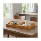 Ohbe Express Bambu Dikdörtgen Sunum Tepsi 33X22X5 Cm, Sofra Tepsisi, Çay Tesisi, Bambu Daire Tepsi, - Kestane Akaju - Option-1