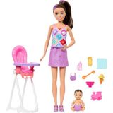 Ohbe Express Bebek Bakıcısı Skipper Oyun Seti, Kahverengi Saçlı Yetişkin ve Küçük Bebek, Mama Sandalyesi ve Yiyecek Dahil 8 Aksesuar, JJB44 - Option-1