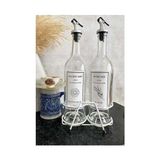 Ohbe Express Beyaz Standlı Akıtıcılı Şeffaf 750 ml Beyaz Etiketli Yağlık Yağdanlık - Option-1