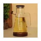 Ohbe Express Borosilikat Cam Yağdanlık, Sürahi Sosluk Ahşap Kapaklı ve Altlıklı, 900 Ml, 23X4 cm - Option-1