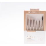 Ohbe Express Brush Luxe 6 Parça Profesyonel Makyaj Fırça Seti, Ultra Yumuşak Doğal Kıllı Sentetik, Allık, Far, Kapatıcı, Eyeliner ve Kaş Şekillendirici, Krem - Kestane Akaju - Option-1
