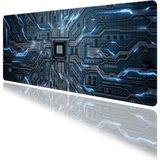 Ohbe Express Chip Elektronik Kart Temalı Oyun Gaming Klavye Mouse Pad Masa Matı 70X30CM Kaymaz Kauçuk Taban Dikişli Kenar - Option-1 - 0002 - Beyaz