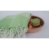 Ohbe Express El Dokuması Kök Boyalı Buldan -%100 Organik Pamuk ve Bambu 95X175 Cm.plaj ve Banyo Havlusu. Plaj, Banyo, Spa, Masaj ve Spor Için (Yeşil) - 001-Beyaz - Option-1