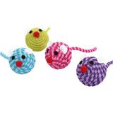 Ohbe Express Elastik Ip Örgü Fare Kafası Kedi Oyuncağı 13 cm - 01-Mavi