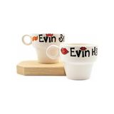 Ohbe Express Evin Hanımı & Evin Beyi 2'li Espresso Bardak Seti - Hediye Seramik Fincan - Antrasit