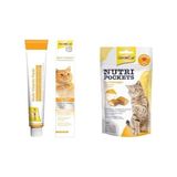 Ohbe Express Gimcat Kediler Için Multi-Vitamin, 100 G, 12 Temel Vitamin & Nutripockets Kedi Ödülü Peynir Taurin, 60 G - Option-1