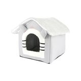 Ohbe Express Gobypet Klasik Çatılı Kedi Evi ve Küçük Irk Köpek Kulübesi ve Yuvası – Minderli Peluş Iç Mekan Yatağı, Fermuarlı Üst Bölüm, Taşınabilir Ev Tipi Yuva - Option-1
