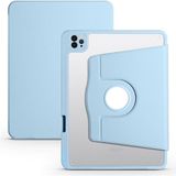 Ohbe Express - Ipad Pro 11 2022 4. Nesil M2 Çip ile Uyumlu Kılıf 360 Standlı Dönebilen Kalem Bölmeli Kapak - Mavi - Option-1 - Altın