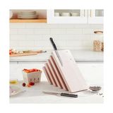 Ohbe Express Italyan Bıçak Bloğu, 10" x 10" x 16", Beyaz Renkli Kayın Ağacı - Kestane Akaju - Option-1