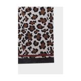 Ohbe Express Kadın Leopar Desenli Pamuklu Plaj Havlusu, E3764AX25SM - 001-Beyaz - Option-1