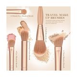 Ohbe Express Makyaj Fırçaları, 5 Pcs Seyahat Boyu Mini Set, Aynalı Saklama Kutusu Ile, Pembe Taşınabilir Fırça, Profesyonel Yüz ve Göz Makyajı Uygulaması Için Ideal, Pratik Çanta Boyu Günlük Kullanım