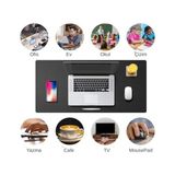 Ohbe Express Masa Desk Mat 60X30 cm Çift Taraflı Deri Mouse Pad Kaymaz Suya Dayanıklı Rulo Yapılabilir Kompakt Masa Koruyucu Ofis Laptop ve Makyaj Masası Için 2mm Siyah - Option-1 - 0002 - Beyaz
