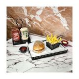 Ohbe Express Metal Cafe, Restaurant, Ev, Ofis Sunum Tepsisi, Cafe ve Restaurant Burger Sunum Tepsisi Sofra, Masa Ekipman Model-1 Siyah - Kestane Akaju - Option-1