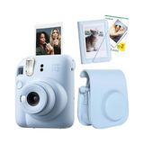 Ohbe Express Mini 12 Mavi Fotoğraf Makinesi-20'lu Film-Mini Albüm ve Deri Kılıf Seti - Açık Bej