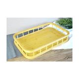 Ohbe Express Premium Bambu Serisi 38X26 cm Çitli Diktördgen Tepsi - Kestane Akaju - Option-1