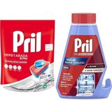 Ohbe Express Pril Hepsi Bir Arada Tablet Bulaşık Deterjanı 45 Yıkama (1 x 45 Tablet) + Pril 5 Etkili Yoğun Makina Temizleyici (1 x 250 Ml) - Option-1