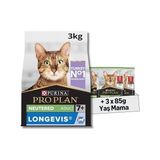 Ohbe Express Pro Plan Senior Hindili Kuru Kısırlaştırılmış Kedi Maması 3 kg + Pro Plan Pouch Sterilised Biftekli Kısır Kedi Konservesi 85GR x 3 Adet - 0,01 gr