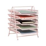Ohbe Express Reader Ağ Koleksiyonu Kağıt Rafı, 5 Katlı, Dosya Saklama, Çalışma Masası Düzenleyici, Metal Örgü, Metal, Pembe, 5 Katlı - 0-Koyu Mavi - Option-1