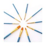 Ohbe Express Sanatçı Fırçası Seti, 10'lu Paket Naylon Fırça, Resim, Akrilik, Ince Fırça, Sulu Boya ve Yüz Boyama, Kendin Yap El Sanatları Için, Mavi - Kestane Akaju - Option-1