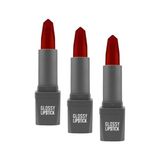 Ohbe Express Uzun Süre Kalıcı Yoğun Renk Veren Nemlendirici Parlak Ruj - Glossy Lipstick 323 Ruby Red (3 Paketi) - Option-1