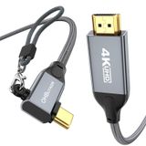 OHBUYAGN USB C - HDMI Kablosu 4K@60Hz 90 Dergee Tip C - HDMI Kablosu Thunderbolt 3/4 Monitör için HDMI Kablosu HDR HDCP 2.2 iPhone 15 Serisi MacBook iMac iPad Pro Galaxy Surface Dell HP ile Uyumlu