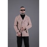 Ohepmoda Desenli Kruvaze Erkek Kaşe Kaban - XL - Sütlü Kahve