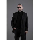 Ohepmoda Düğmeli Düz Erkek Kaşe Kaban - 2XL - Siyah