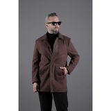 Ohepmoda Gizli Düğmeli Erkek Kaşe Kaban Mont - 2XL - Kahverengi