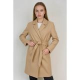 Ohepmoda Kemerli Kadın Kaşe Kaban - S - Camel