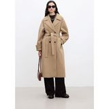 Ohepmoda Kemerli Oversize Premium Kadın Kaşe Kaban - Camel