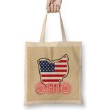 Ohio State Flag Gift - Vintage Retro Rainbow Style Bez Çanta Uzun Saplı - Açık Bej - 40 X 40