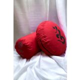 Ohm Baskılı Duck Kumaş Bolster Minderi & Meditasyon Minderi - İkili Set (Bordo)