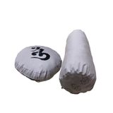 Ohm Baskılı Duck Kumaş Bolster Minderi & Meditasyon Minderi - İkili Set (Gri)