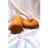 Ohm Baskılı Duck Kumaş Bolster Minderi & Meditasyon Minderi - İkili Set (Turuncu)